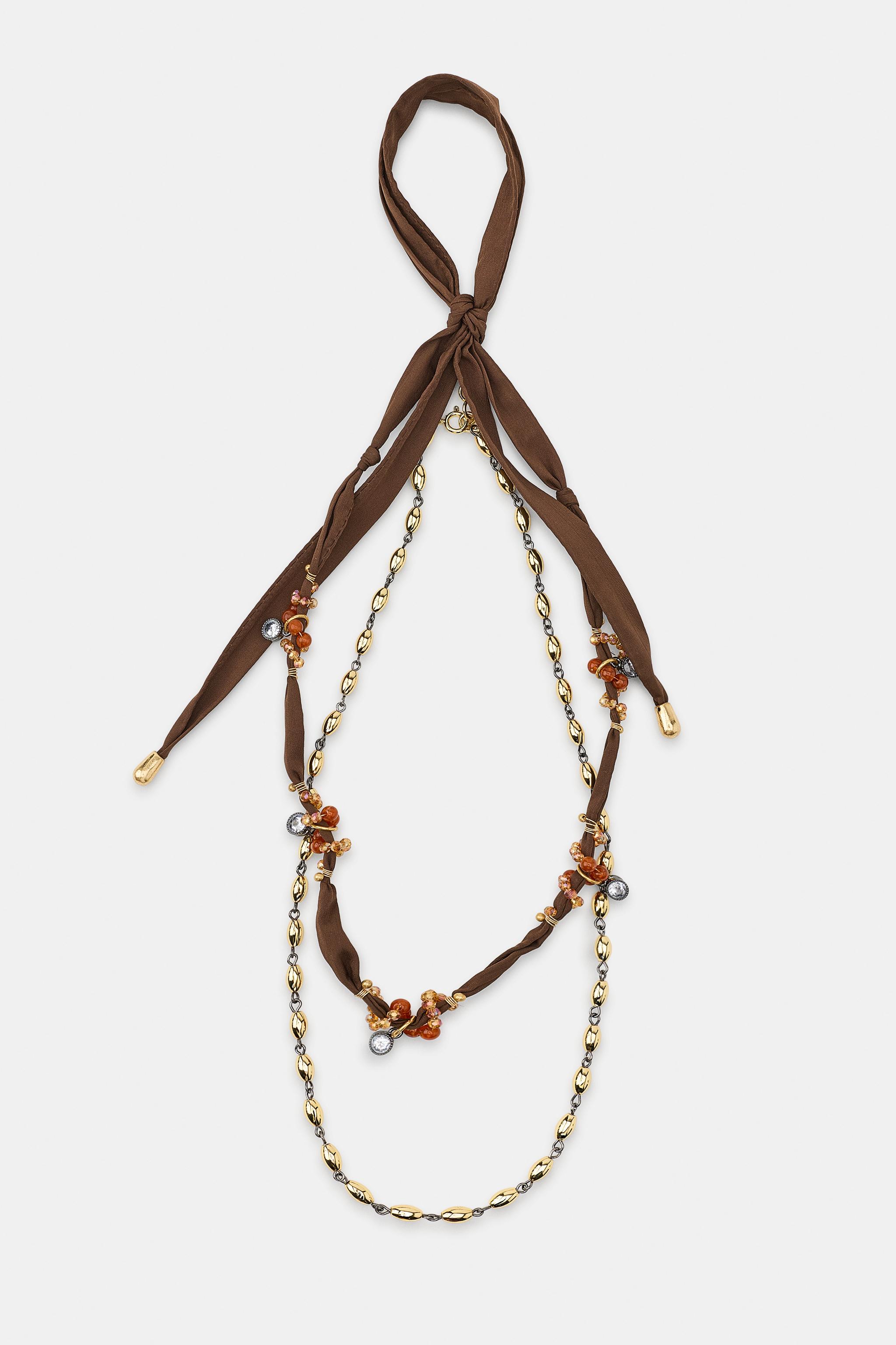 PACK OF 2 BEADED FABRIC NECKLACES